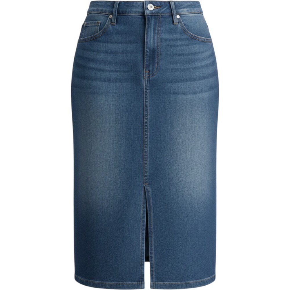 Edited x Hunter McGrady Denim Midi Skirt Medium Wash Blue Women's Sz 24W NWT